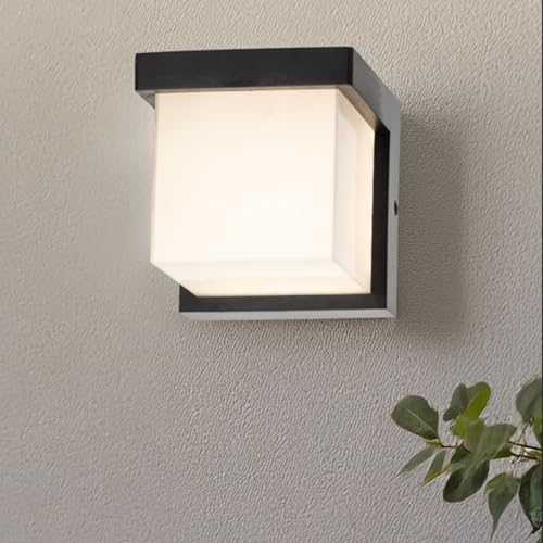 Miratic LED Aussenleuchte Schwarz Moderne Wandlampe Aussen 9W 750lm Energieeffiziente Außenleuchte Wand für Garten und Terrasse 4000K IP65 von Miratic
