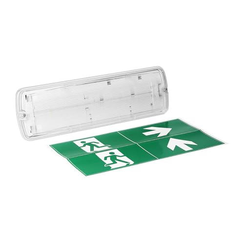 Miratic Notausgangsschild Nachleuchtend Fluchtwegschilder Nachleuchtend IP65 Wasserdicht Notbeleuchtung LED mit Akku 2,7W LED 3 Stunden Notbetrieb 6000K Farbtemperatur von Miratic