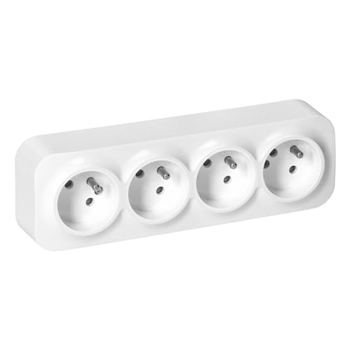 Miratic Steckdose Aufputz Steckdose Wand 2P+Z French IP20 (4 Steckdosen) von Miratic