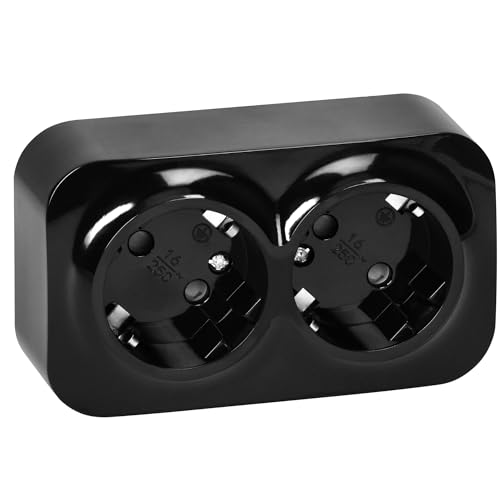 Miratic Steckdose Aufputz Steckdose Wand 2P+Z Schuko IP20 (2 Steckdosen) von Miratic