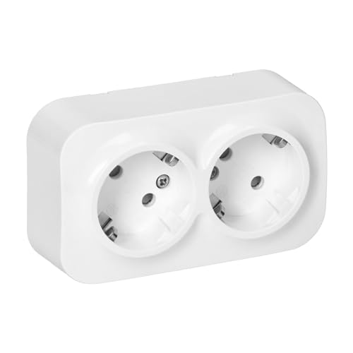 Miratic Steckdose Aufputz Steckdose Wand 2P+Z Schuko IP20 (2 Steckdosen) von Miratic