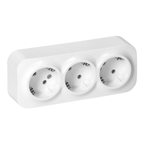 Miratic Steckdose Aufputz Steckdose Wand 2P+Z Schuko IP20 (3 Steckdosen) von Miratic