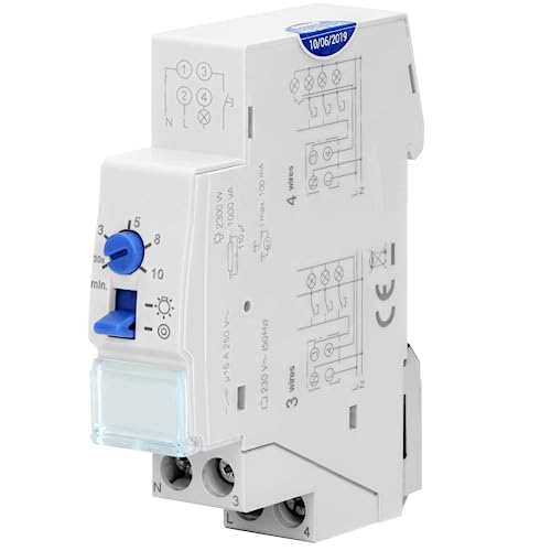 Miratic Treppenhausautomat 230V Treppenhaus Zeitschalter DIN-Schiene Installierbarer Treppenhausautomat Hutschiene 3- oder 4-Draht-Installation 1 Modul Miratic Treppenhausautomat 230V Treppenhaus Zeitschalter DIN-Schiene Installierbarer Treppenhausautomat Hutschiene 3- oder 4-Draht-Installation 1 Modul von Miratic