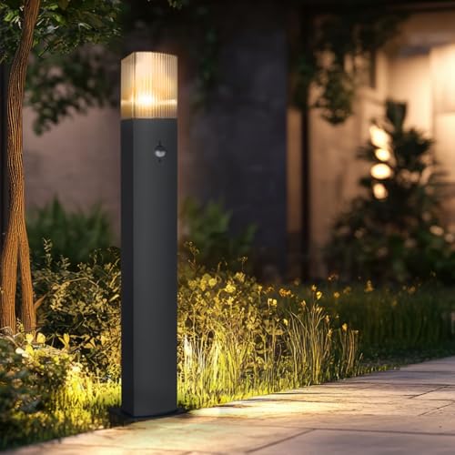 Miratic Wegeleuchten Außen Gartenlampen für Draußen IP54 Pollerleuchte Außen E27 Fassung Wetterfeste Außenbeleuchtung für Garten und Weg (mit Bewegungssensor) von Miratic