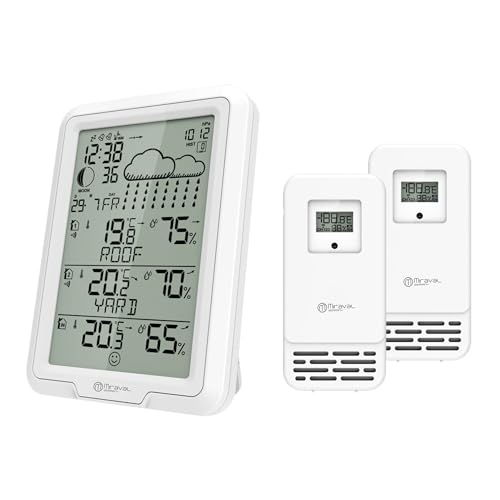 Funk-Wetterstation mit 2 Außensensoren (Weiß) von Miraval
