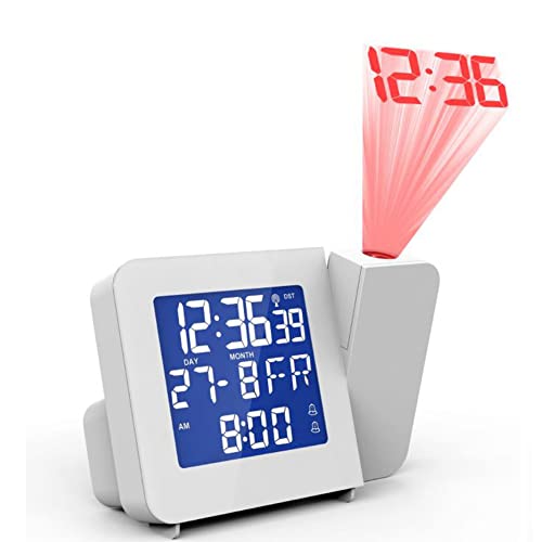 Batterie Digital Wecker, LCD-Uhr Elektronik für Schlafzimmer Home Office,  mit Datum, Innentemperatur, Schlummerlicht, klein,  Hintergrundbeleuchtung-schwarz