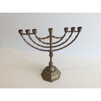 Antike Bronze Chanukka Menorah | 1950Er Jahre Made in Israel von MireilleBoutique