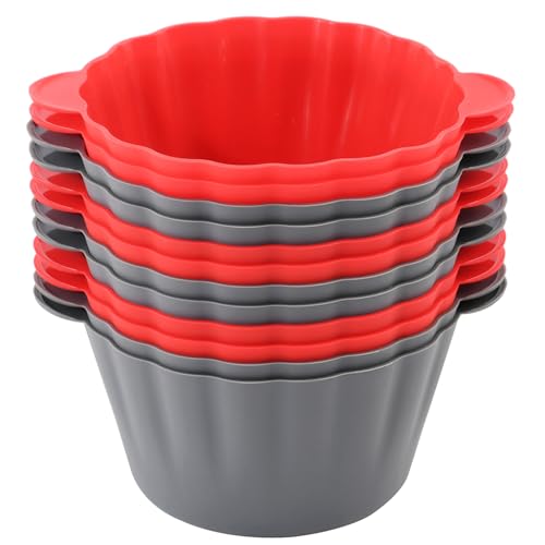 Mirenlife 12 Stück wiederverwendbare Antihaft-Silikon-Backförmchen, 8,9 cm, Jumbo-Silikon-Cupcake-Förmchen, Kuchenformen mit Griffen, große Muffinförmchen, Rot und Grau Mirenlife 12 Stück wiederverwendbare Antihaft-Silikon-Backförmchen, 8,9 cm, Jumbo-Silikon-Cupcake-Förmchen, Kuchenformen mit Griffen, große Muffinförmchen, Rot und Grau von Mirenlife