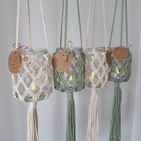 Makramee Windlicht Hängend, Boho Hänge Deko Makramee Windlicht Hängend, Boho Hänge Deko von MiriSommerDekoration