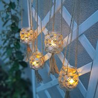 Outdoor Windlicht Hängend, Led Teelichthalter, Makramee Garten Windlichter Hängend von MiriSommerDekoration