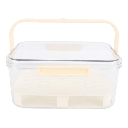 Tragbare Frischhaltedose mit Deckel – Luftdichte auslaufsichere Kühlschrankbox für Obst und Snacks, wiederverwendbares Serviertablett mit Griff und Drainage, Beige Tragbare Frischhaltedose mit Deckel – Luftdichte auslaufsichere Kühlschrankbox für Obst und Snacks, wiederverwendbares Serviertablett mit Griff und Drainage, Beige von Miriam Song