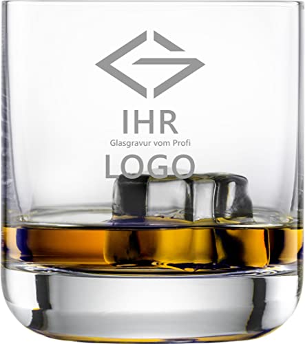 12x LOGO Whiskyglas Tumbler mit Ihrem Logo als Laser Gravur | 300ml Schott Glas | Spülmaschinenfest durch Lasergravur| Gläser Gin Trinkgläser mit Gravur von Miriquidi