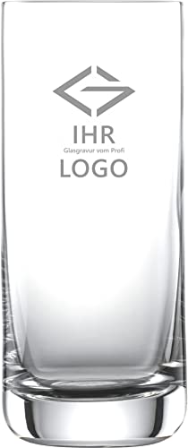 12x LOGO Longdrinkglas mit Ihrem Logo als Laser Gravur | 0,33l Schott Glas | Spülmaschinenfest durch Lasergravur| Gläser Trinkgläser mit Gravur von Miriquidi