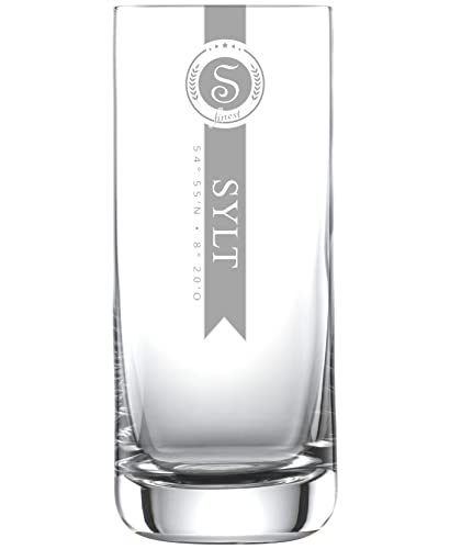 Miriquidi 2X Sylt Finest Longdrinkgläser 0.33l mit Koordinaten | Schott Glas | Lasergravur | Geschenk und Erinnerung aus Sylt | 2er Set von Miriquidi