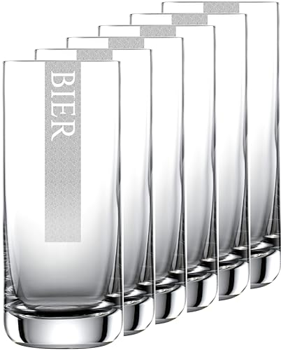 Miriquidi Biergläser 12er Serie COOLGLAS BIER | 0,33l Schott Glas | Spülmaschinenfest durch Lasergravur| Gläser für Bier CoolGlas 12 Stück von Miriquidi