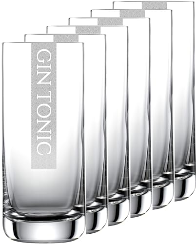 Miriquidi Gin Tonic Gläser 6er Set Serie COOLGLAS GIN-TONIC | 0,33l Schott Glas | Spülmaschinenfest durch Lasergravur| Gläser für Gin-Tonic 6 Stück von Miriquidi