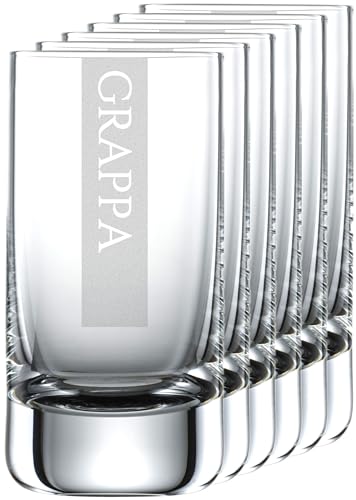 Miriquidi Grappagläser 6er Set Serie COOLGLAS GRAPPA | 5cl Schott Glas | Spülmaschinenfest durch Lasergravur| Gläser für Grappa 6 Stück von Miriquidi