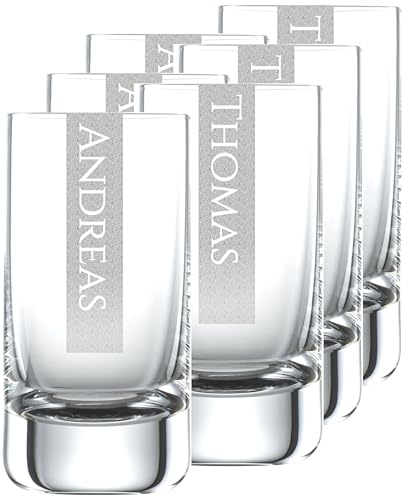 Miriquidi Schnapsgläser mit Gravur 12er Set | 5cl Schott Glas mit Namen | LogoGlas | Spülmaschinenfest | Schnapsglas & Individuelle Lasergravur von Miriquidi