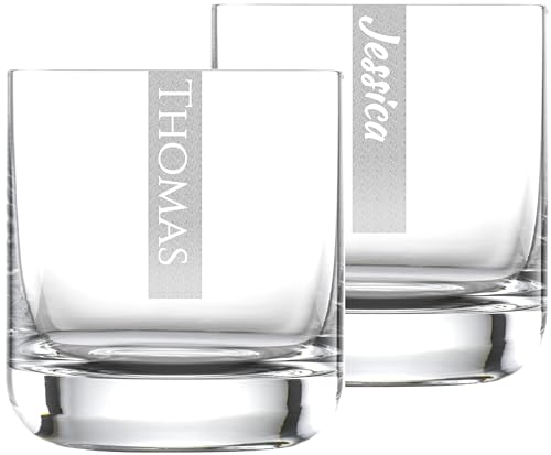 Whiskygläser 2er Set mit Gravur | 2 Stück Whiskyglas 300ml Schott Glas mit Namen | LogoGlas | Spülmaschinenfest | Trinkglas & Individuelle Lasergravur von Miriquidi