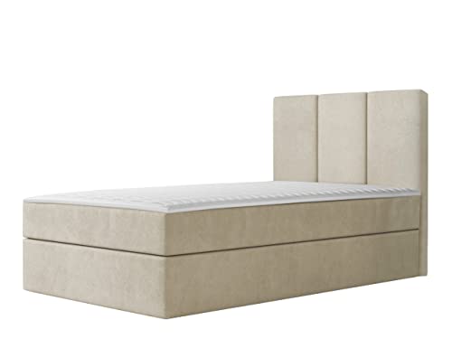 Mirjan24 Boxspringbett Cintori mit Bettkasten Polsterbett Bonellfederkernmatratze im Set Bettgestell mit Polsterkopfteil Matratze Topper (100x200 cm mit Bettkasten öffnet Sich nach Links Manila 02) von Mirjan24