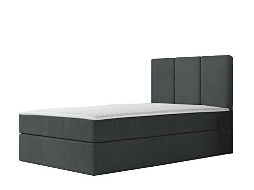 Mirjan24 Boxspringbett Cintori mit Bettkasten Polsterbett Bonellfederkernmatratze im Set Bettgestell mit Polsterkopfteil Matratze Topper (100x200 cm mit Bettkasten öffnet Sich nach Links Manila 19) von Mirjan24