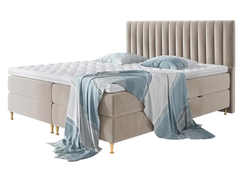 Mirjan24 Boxspringbett Nerpa, Doppelbett mit Topper und Matratze, Polsterbett mit 2 Bettkästen + Gasdruckfedern, Bett mit Kopfteil, Bettgestell für Schlafzimmer (Fresh 01, 160 x 200 cm) von Mirjan24