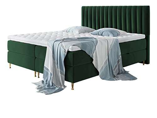 Boxspringbett Nerpa, Doppelbett mit Topper und Matratze, Polsterbett mit 2 Bettkästen + Gasdruckfedern, Bett mit Kopfteil, Bettgestell für Schlafzimmer (Fresh 13, 160 x 200 cm) von Mirjan24