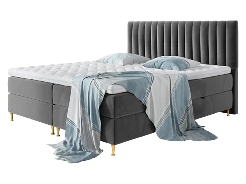Mirjan24 Boxspringbett Nerpa, Doppelbett mit Topper und Matratze, Polsterbett mit 2 Bettkästen + Gasdruckfedern, Bett mit Kopfteil, Bettgestell für Schlafzimmer (Fresh 32, 160 x 200 cm) von Mirjan24
