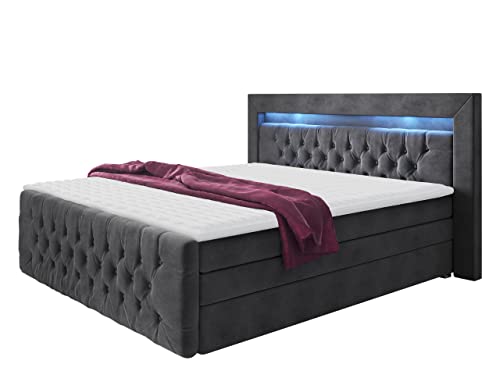 Mirjan24 Boxspringbett Triada Lux mit Zwei Bettkästen, Matratze im Set, Polsterbett, Ehebett, Doppelbett mit Kopfteil, Amerikanisches Continentalbett, Bett (Trinity 15, 160 x 200 cm) von Mirjan24