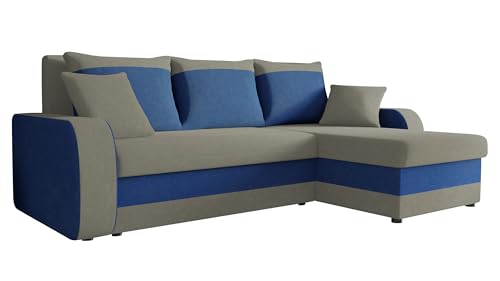 Mirjan24 Ecksofa Kristofer, Design Eckcouch, Couch mit Schlaffunktion, Zwei Bettkasten, Wohnlandschaft, Bettfunktion L-Form Sofa, Ottomane universell (Mikrofaza 0014 + Mikrofaza 0036.) von Mirjan24