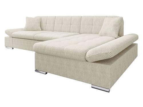 Mirjan24 Ecksofa Malwi Cord mit Regulierbare Armlehnen, L-Form Sofa mit Schlaffunktion und Bettkasten, Design Eckcouch, Wohnlandschaft, Couch (Poso 100, Seite: Rechts) von Mirjan24