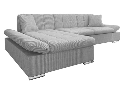 Mirjan24 Ecksofa Malwi Cord mit Regulierbare Armlehnen, L-Form Sofa mit Schlaffunktion und Bettkasten, Design Eckcouch, Wohnlandschaft, Couch (Poso 110, Seite: Links) von Mirjan24