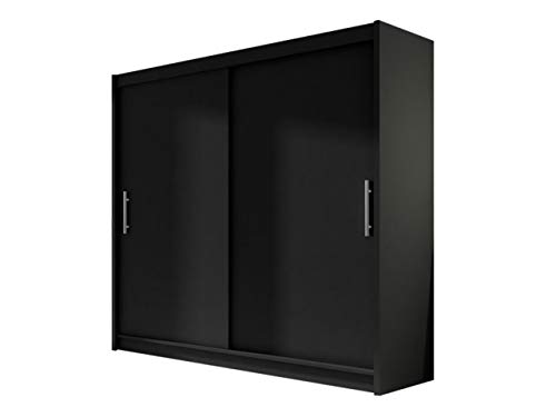 Kleiderschrank London I, Moderner Schiebetürenschrank, Schlafzimmerschrank 180x215x58cm, Garderobe, Schlafzimmer (Schwarz) von Mirjan24