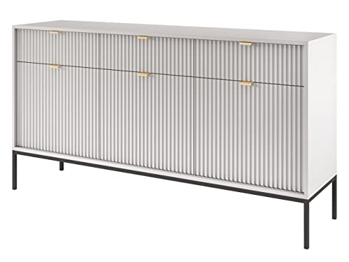 Mirjan24 Kommode Sivone KSZ154 mit 3 Schubladen und 3 Türen, Mehrzweckschrank, Schubladenkommode, Anrichte, Wohnzimmerschränke, Sideboard, Highboard, Diele, Flur (Grau/Grau) von Mirjan24