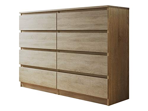 Kommode mit 8 Schubladen Malwa M8, Mehrzweckschrank, Diele, Flur, Anrichte, Sideboard, Highboard, Wohnzimmer, Esszimmer (Sonoma) von Mirjan24