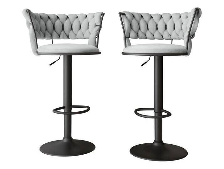 MIRJAN24 Barhocker Muz BS-1141/BK (2er-Set), Verchromte Metallbeine in der Farbe Schwarz, grau, 82-Grau von Mirjan24