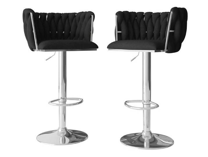 MIRJAN24 Barhocker Muz BS-1142/CM (2er-Set), Regulierbare Sitzhöhe, Verchromte Metallbeine, schwarz, 77-Schwarz von Mirjan24