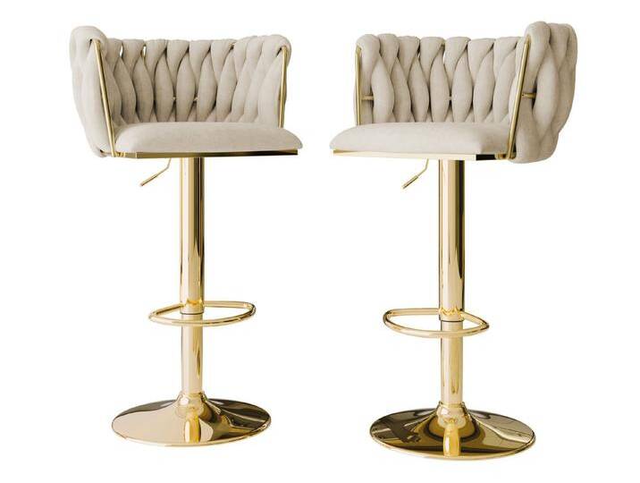 MIRJAN24 Barhocker Muz BS-1142 (2er-Set), mit Regulierbare Sitzhöhe, beige, 98-Beige von Mirjan24