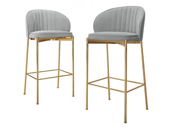 MIRJAN24 Barhocker Muz BS-1258/GL (2er-Set), 55x51x101 cm, Metallrahmen in der Farbe Gold, grau, 82-Grau von Mirjan24