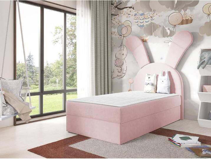 MIRJAN24 Boxspringbett Bunny Light (mit Bettkasten), Seitenwahl, Kopfteil Gepolstert, rosa, Seite zum Öffnen des Bettkastens: Links, Magic Velvet 2269 von Mirjan24