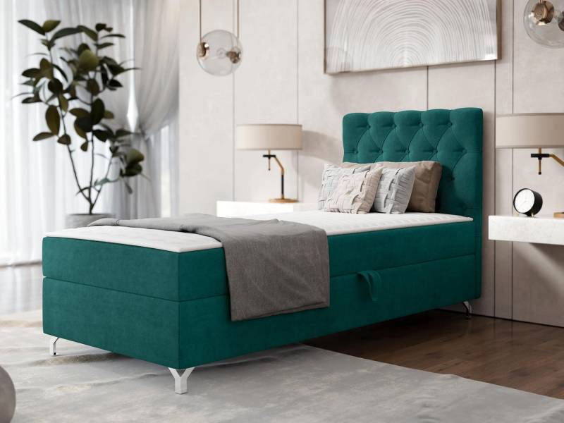 MIRJAN24 Boxspringbett Chester 1 (mit Bettkasten), 80/90 cm, Verchromte Metallfüße, Bonellfederkern von Mirjan24