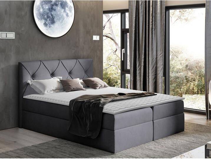 MIRJAN24 Boxspringbett Crystal (Matratze, Topper und Kopfteil), mit 2 Bettkästen, Stilvoll Bettgestell, grau, Zetta 304 von Mirjan24