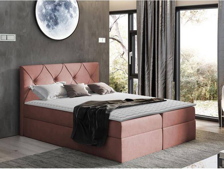MIRJAN24 Boxspringbett Crystal (Matratze, Topper und Kopfteil), mit 2 Bettkästen, Stilvoll Bettgestell, rosa, Mono 235 von Mirjan24