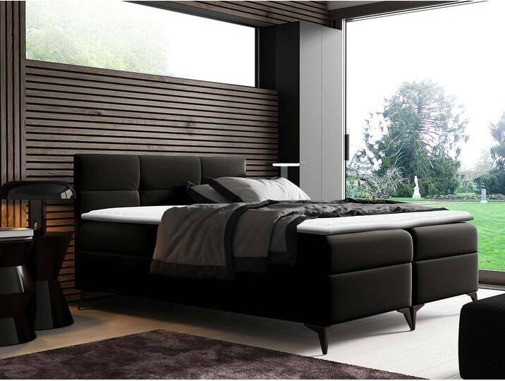 MIRJAN24 Boxspringbett Figaro (Kopfteil und Matratze + Topper), mit 2 Bettkästen, Metallfüße (Höhe: 14 cm), schwarz, Soft 011 von Mirjan24