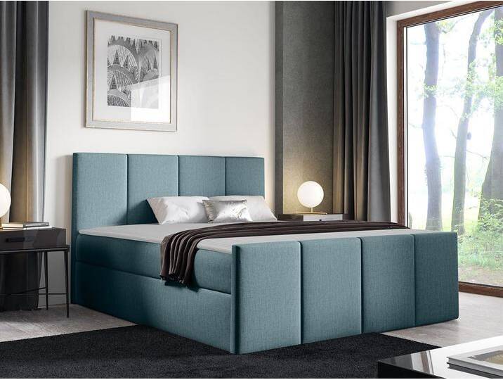MIRJAN24 Boxspringbett Lars (Polsterkopfteil und Fußteil, Matratze, Topper), mit 2 Bettkästen, Bett für Schlafzimmer, blau, Kameleon 72 von Mirjan24