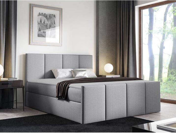 MIRJAN24 Boxspringbett Lars (Polsterkopfteil und Fußteil, Matratze, Topper), mit 2 Bettkästen, Bett für Schlafzimmer, grau, Muna 08 von Mirjan24