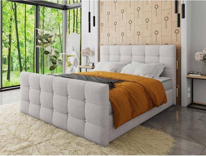 MIRJAN24 Boxspringbett Palus (Matratze und Topper), Continentalbett mit Kopfteil und 2 Bettkästen, beige, Rico 20 von Mirjan24