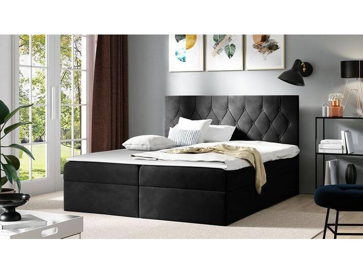 MIRJAN24 Boxspringbett Sky (Matratze und Topper, Polsterkopfteil), Doppelbett mit 2 Bettkästen, Bettgestell, grau, Mikrofaza 0015 von Mirjan24