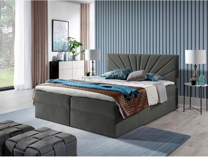 MIRJAN24 Boxspringbett Top 4 (Lattenrost und Matratze + Kopfteil), Polsterbett mit 2 Bettkästen, Doppelbett, grau, Kronos 15 von Mirjan24
