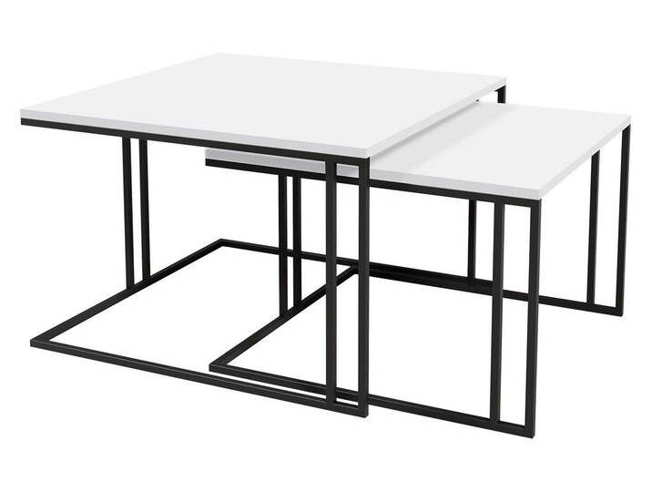 MIRJAN24 Couchtisch Astro (2er-Set), Vierkantrohrrahmen aus Stahl, schwarz weiß, Schwarz / Arktisches Weiß von Mirjan24